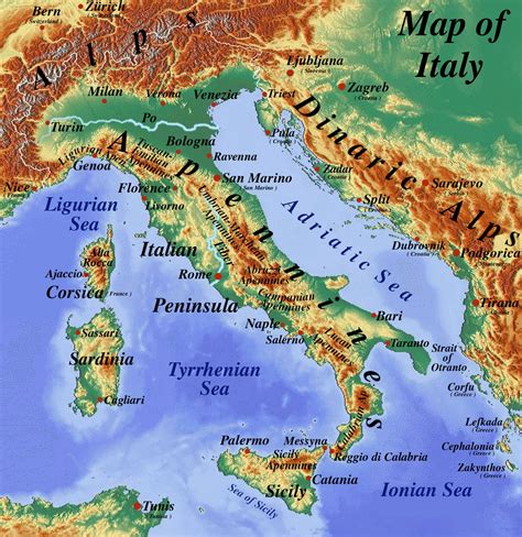 Italy Physical Map Physicalmap Org