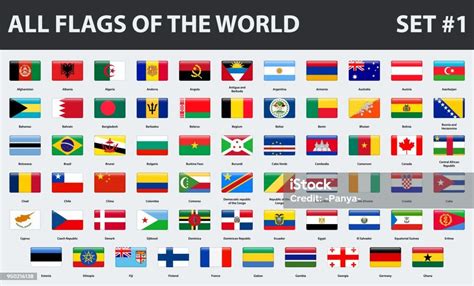 Vetores De Todas As Bandeiras Do Mundo Em Ordem Alfabética Conjunto 1