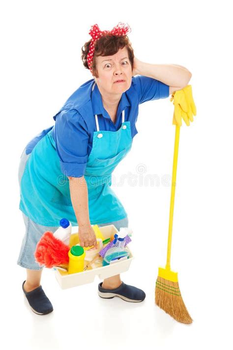 Cleaning Lady Exhausted Humorous Image Of An Exhausted Overworked