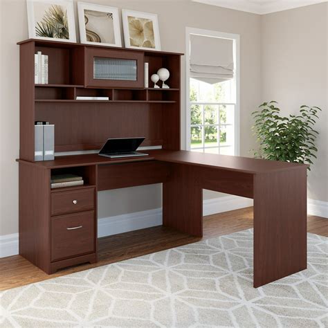 Bush Furniture Cabot 60w L Shaped Computer Desk With Hutch And Drawers