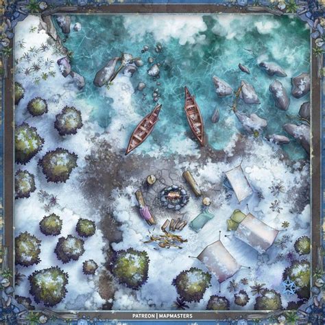 The Frozen Camp 22x22 Winter Battlemap Battlemaps Fantasy Town
