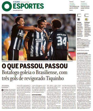 Glorioso Massacra O Jacar Jornais Repercutem Goleada Do Botafogo Sobre Brasiliense Veja