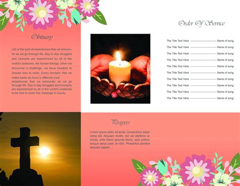 Printable Orange Funeral Program Obituary Template Word Doc Etsy