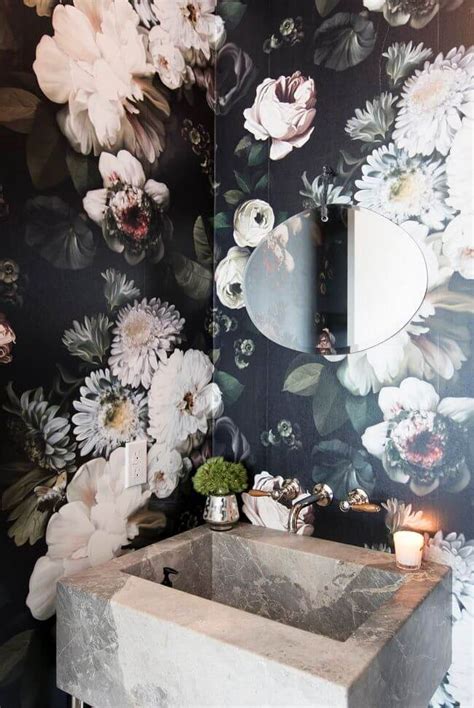 Bold Floral Bathroom Wallpaper Interior Style