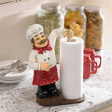 When mounted on a wall, this sturdy wooden holder also provides a small shelf on top on which you can place candles, ornaments and other items of interest. Chef Paper Towel Holder from Kirkland's | Paper towel ...