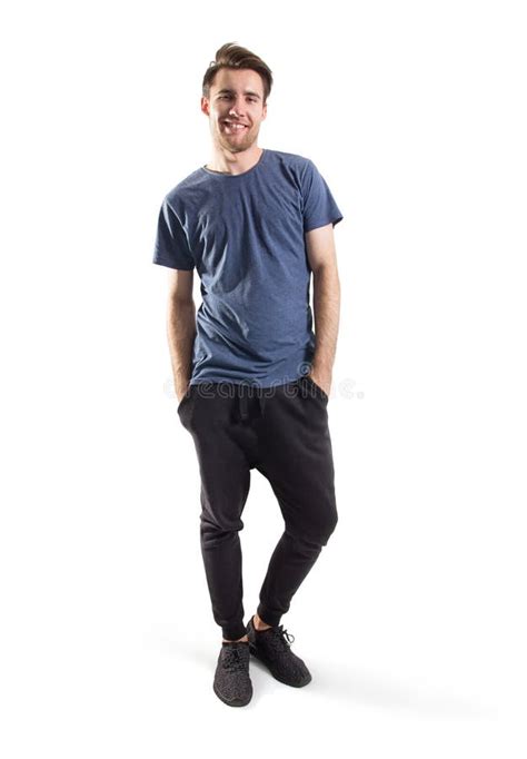 Handsome Young Man Standing Stock Photo Image Of Front Looking 76755598
