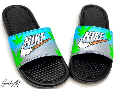 Custom Weed Nike Slides High Life Etsy
