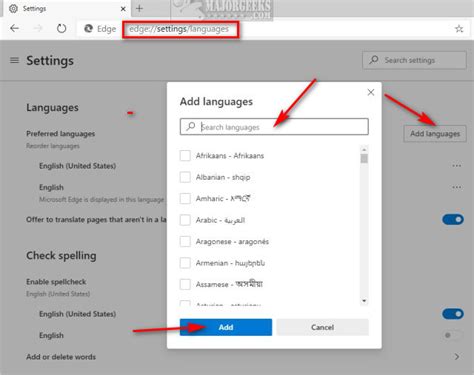 How To Add Delete Or Change Languages In Microsoft Edge Majorgeeks