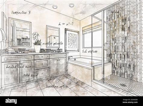 Beautiful Custom Master Bathroom Design Drawing Details Stock Photo Alamy
