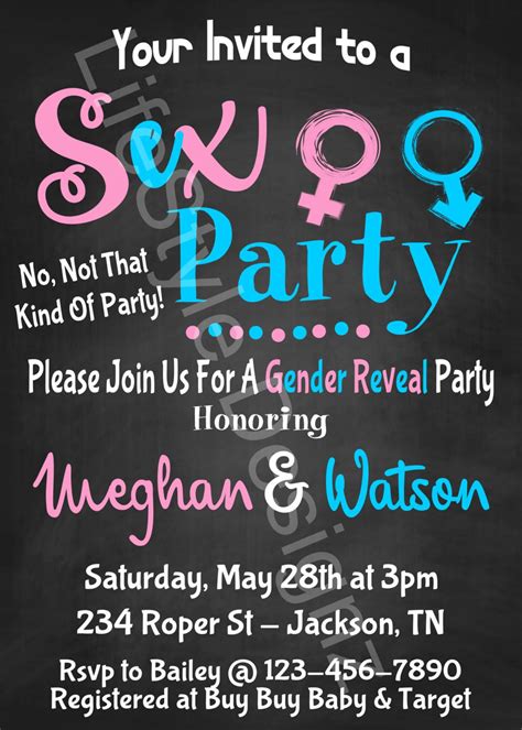 Gender Reveal Invitation Sex Party Gender Reveal Party Etsy