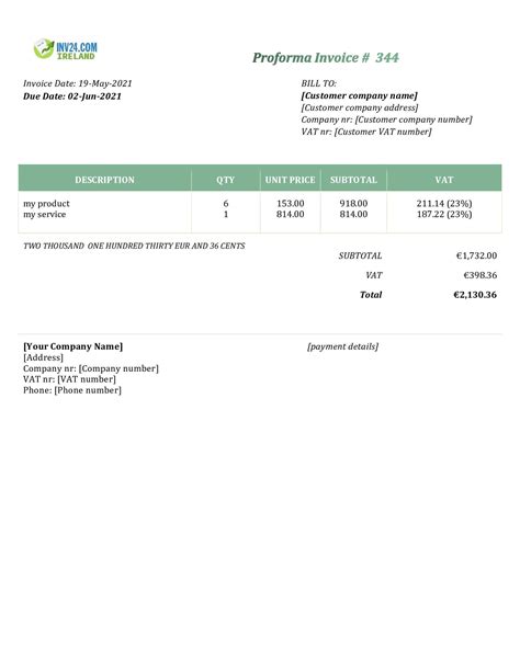 Proforma Invoice In Ireland Definition Sample And Creation