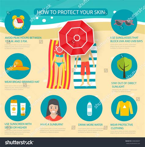 Skin Protection Sun Safety Infographics People Stock Vector Royalty