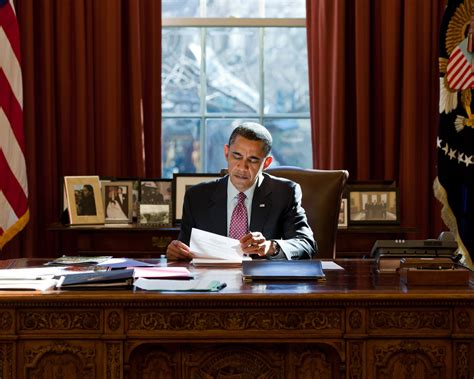 President Barack Obama At Resolute Desk In The Oval Office 8x10 Photo