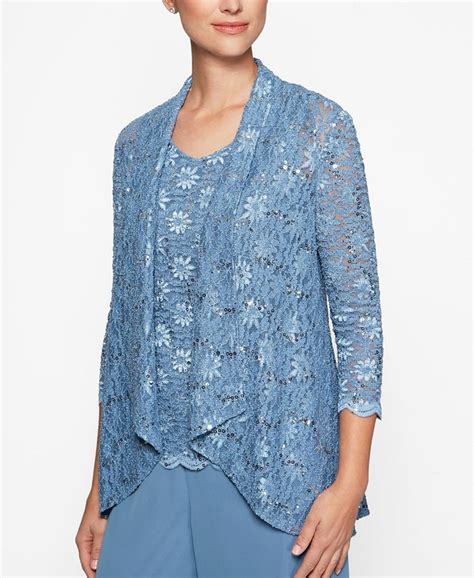 Alex Evenings Sequined Lace Shell And Jacket Macys