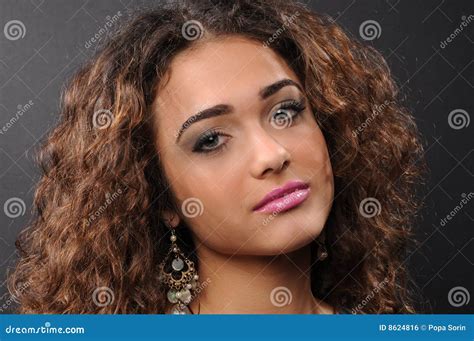 Beautiful Model With Curly Hair Stock Photo Image Of Human