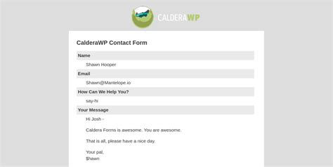 Mail Templates Wordpress Form Builder Caldera Forms
