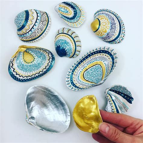 My New Series Of Turquoise Hand Painted Sea Shells Are Painted On Both