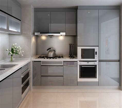 Light Grey Gloss Kitchen Cabinets