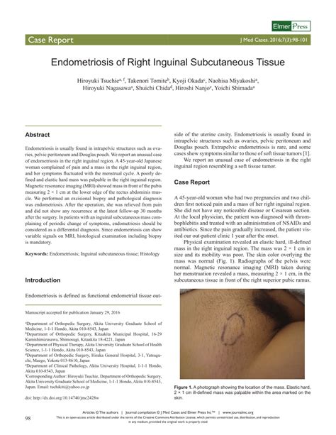 Pdf Endometriosis Of Right Inguinal Subcutaneous Tissue