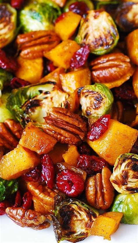 Thanksgiving Side Dish Roasted Brussels Sprouts Butternut Squash