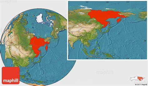 Satellite Location Map Of Far East