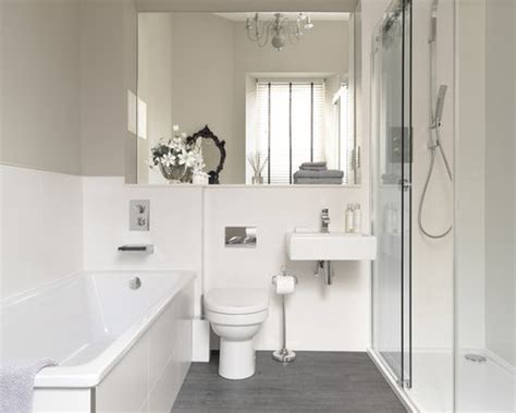 17 insanely clever small bathroom hacks to make it larger … from designer sabrina albanese chose a palette of black and white accents, including a bold scalamandre the cool, recessed lighting complements the bathroom's grey palette. White And Grey Bathroom Home Design Ideas, Pictures ...