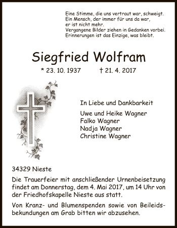 Siegfried wolff was born in germany. Traueranzeigen von Siegfried Wolfram | Trauer.HNA.de