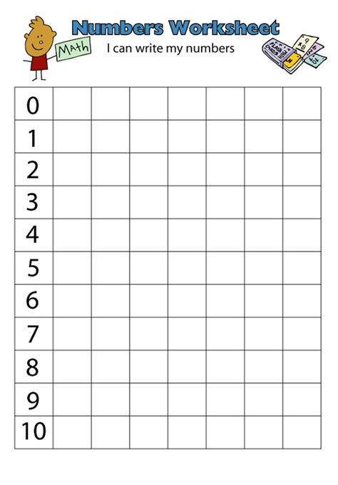 Worksheet For Writing Numbers 1-10