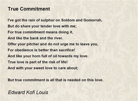 True Commitment True Commitment Poem By Edward Kofi Louis