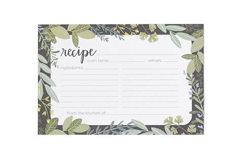 Illustrated Herb Border Recipe Cards Set Of 50 With Dividers