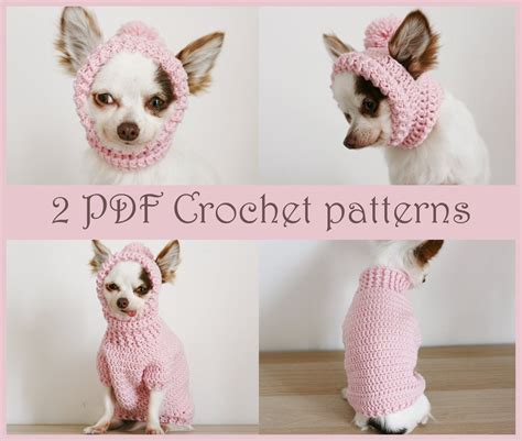 2 Pdf Crochet Patterns Toy Chihuahua Sweater And Hat Fast And Easy