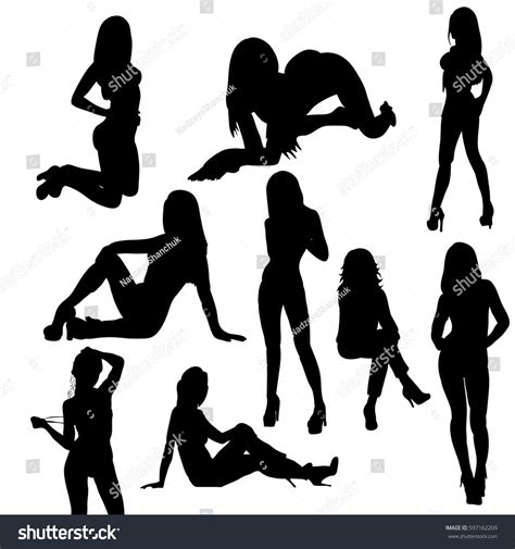 Vector Isolated Silhouette Girl Sexy Posing Stock Vector Royalty Free 597162209 Shutterstock
