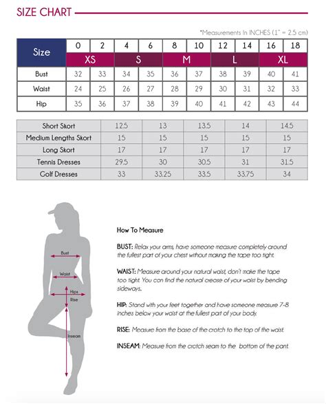 Size Chart Denise Cronwall Activewear