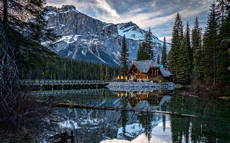 Papeis De Parede 1920x1200 Canadá Parque Lago Casa Montanhas Emerald