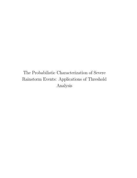 Pdf The Probabilistic Characterization Of Severe Rainstorm Events