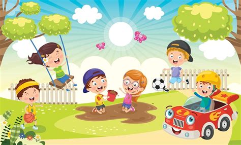 Children Playing In The Park 2822901 Vector Art At Vecteezy