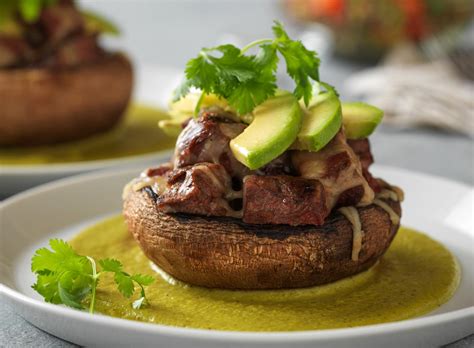 Season the grill side liberally with salt and pepper and. Steak-Stuffed Portobello with Poblano Sauce