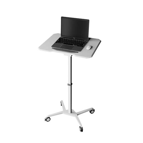 Techni Mobili White Sit To Stand Mobile Laptop Computer Stand With