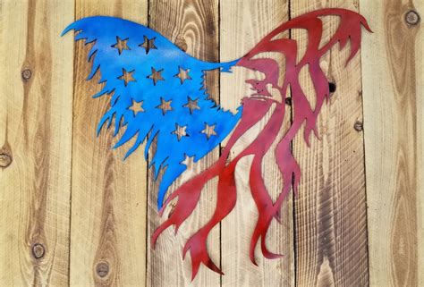24 Patriotic Eagle Flag Metal Wall Art Etsy