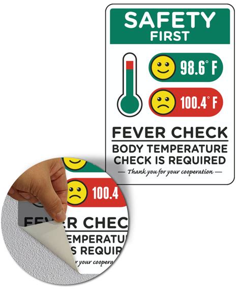 Safety First Fever And Temperature Check Required Sign D6425