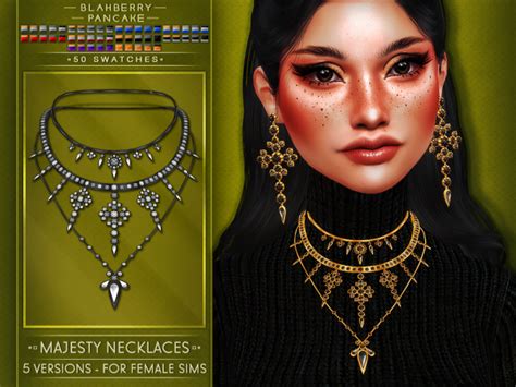 Majesty Necklaces F 5 Versions Blahberry Pancake Sims 4 Sims