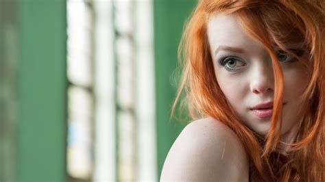 lass suicide redhead pale women face green eyes model scottish women hair in face