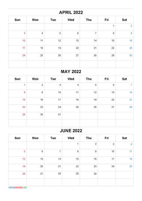 April May June 2022 Calendar Printable Free Q1 Q2 Q3 Q4 Calendar