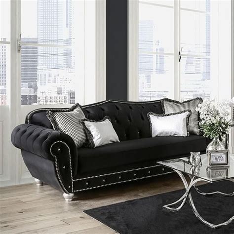 Negrini Regal Sophisticated Sofa Traditional Style Black Black