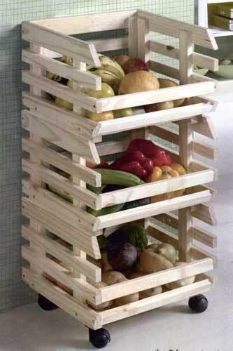 3 Tier Wooden Kitchen Vegetable Fruit Storage Food Rack Portable