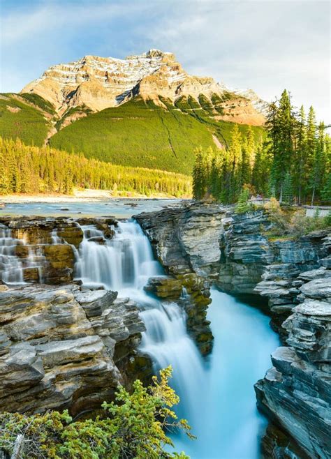 Athabasca Falls In Autumn Jasper National Park Canada Stock Image