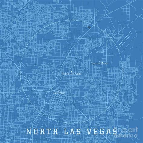 North Las Vegas Nv City Vector Road Map Blue Text Digital Art By Frank