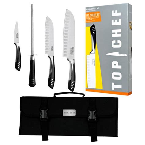 A quality knife bag will protect your knives while transporting them to work or school. Top Chef® 5-Pc. Stainless Steel Knife Set with Carrying ...