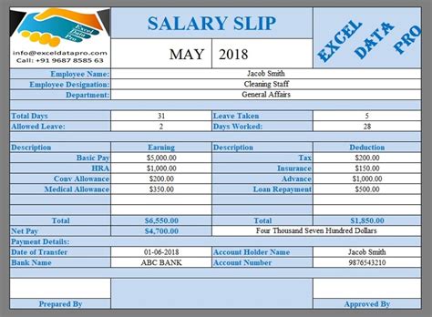 Salary Slip Format In Excel With Formula Sanykidz