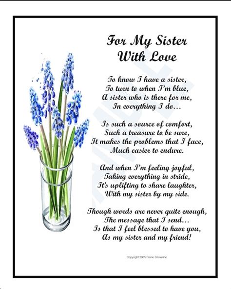 Sentimental Sister Poem Digital Download Sister Poem Verse
